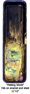 melting world abstract painting oils on enamel steel pan