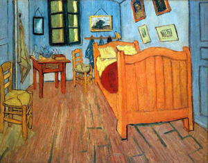 Painting by van Gogh of his bedroom at Arles, France