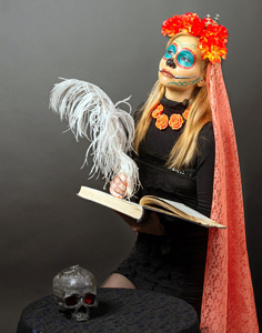 Female woman witch doctor book editor at work